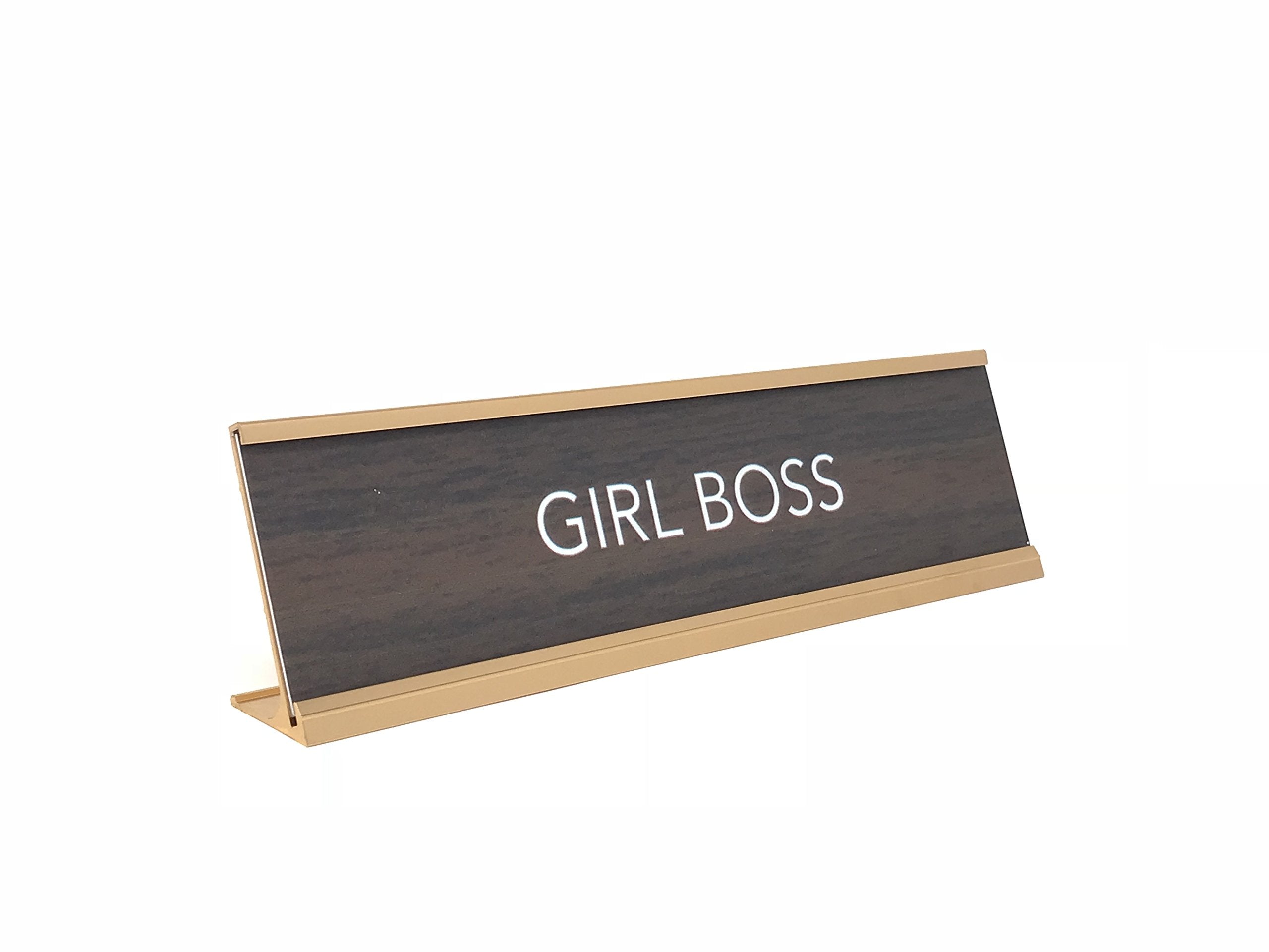 LEMONSODA Novelty Nameplate Style Desk Sign (Girl Boss) - Brown - Lemonsoda