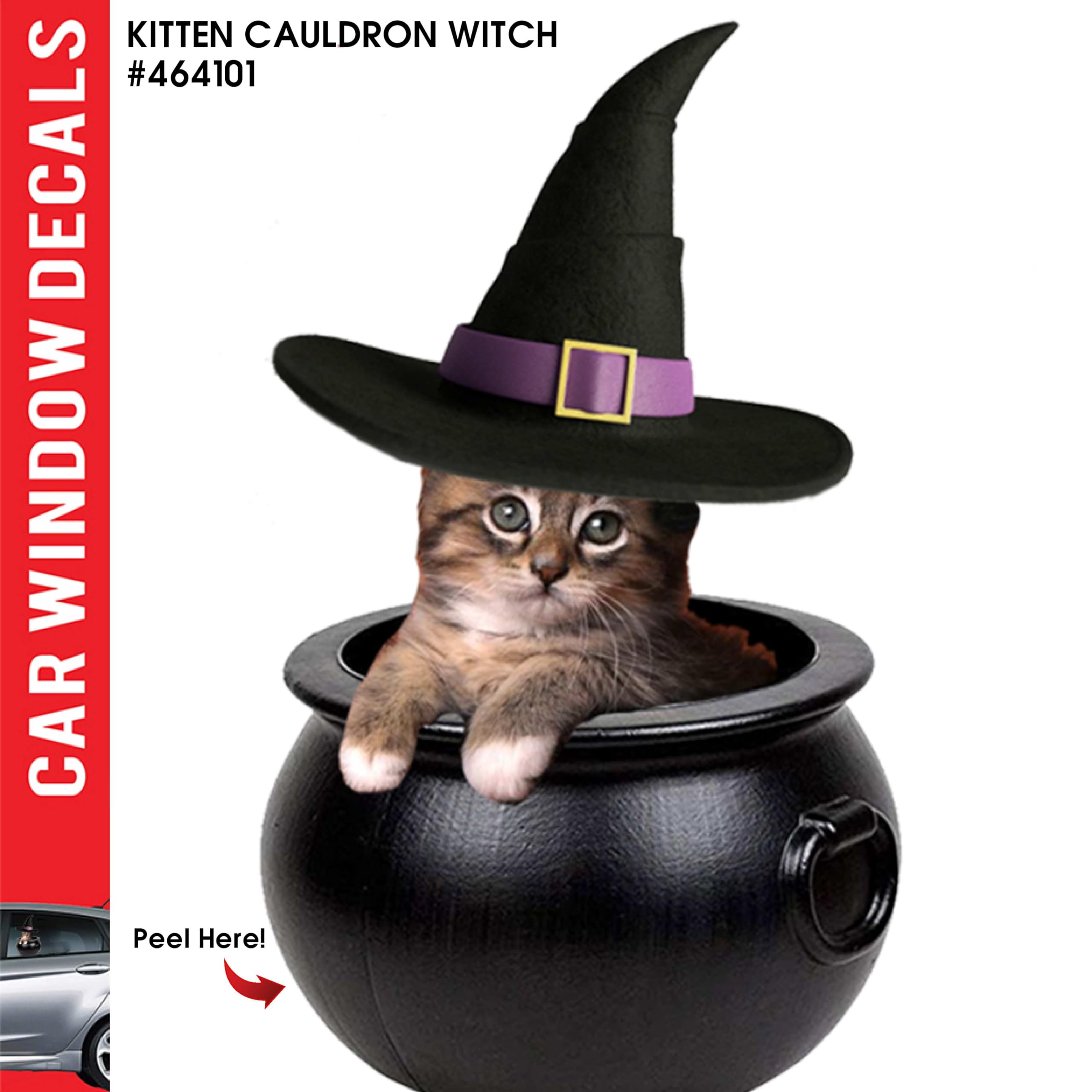 Car Window Decal Funny 3D Kitchen Witch in Cauldron Halloween Decals for Any Smooth Surface - Gifts for Halloween (Kitchen Witch in Cauldron)