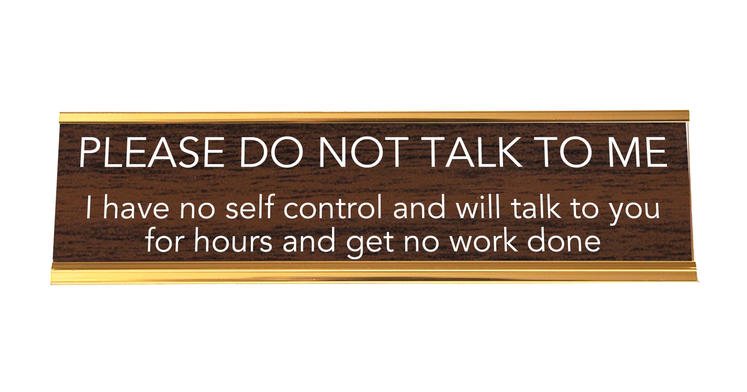 LEMONSODA Nameplate Style Desk Sign (PLEASE DO NOT TALK TO ME) - Brown and Gold - Lemonsoda