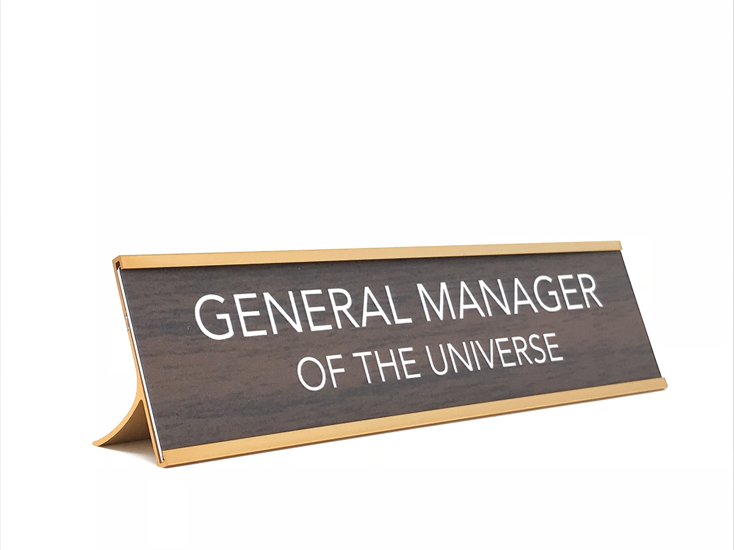Aahs Engraving Novelty Desk Sign (General Manager of the Universe, Brown/Gold)