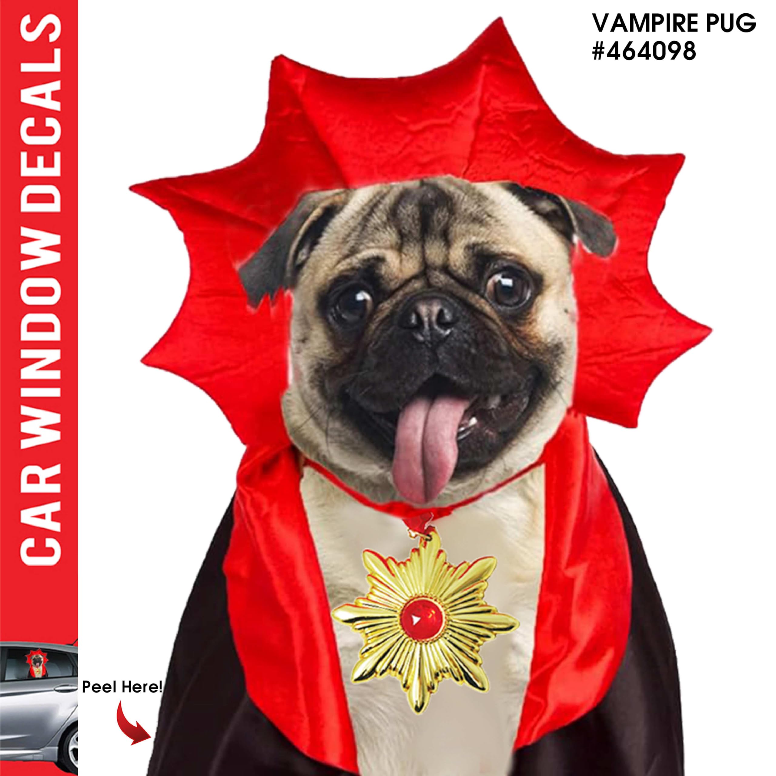 LEMONSODA Car Window Decal -  3D -  (Vampire Pug) - Lemonsoda