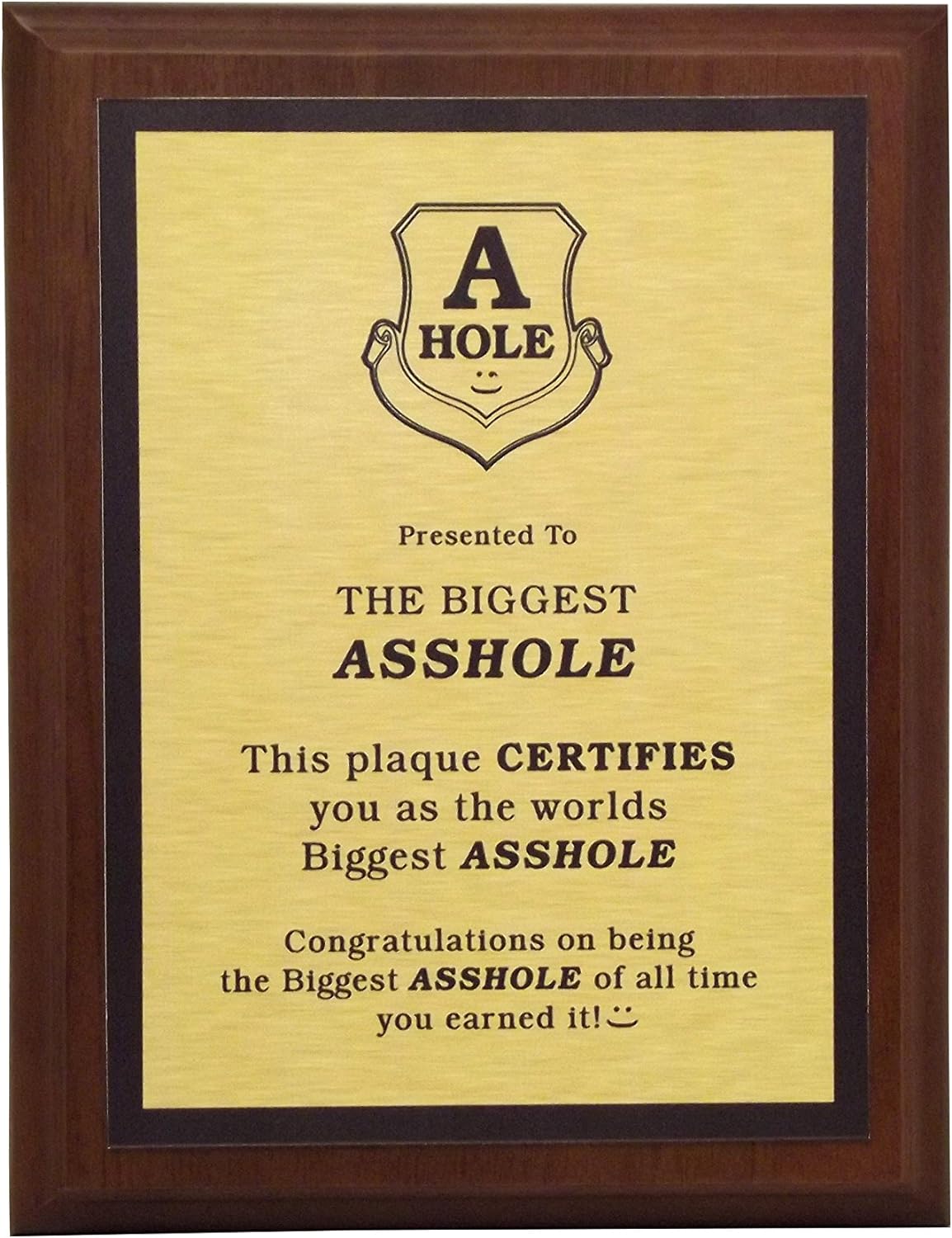 LEMONSODA World's Greatest Plaque (The Biggest Asshole) - Gold - Lemonsoda