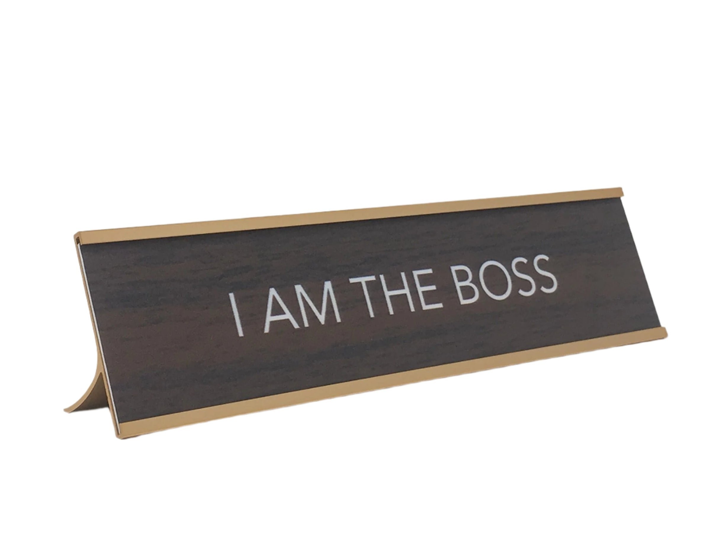 LEMONSODA Novelty Desk Sign (I AM the Boss) - Brown/Gold - Lemonsoda