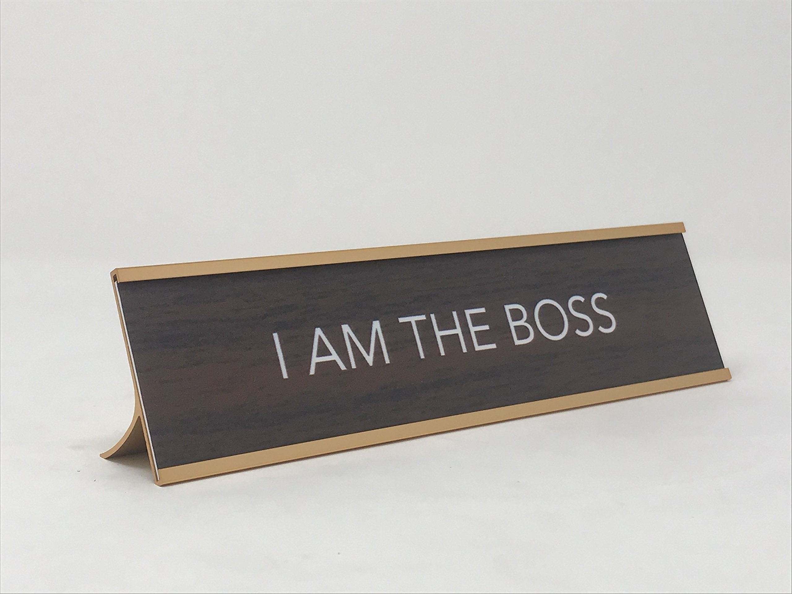 Aahs Engraving Novelty Desk Sign (I AM the Boss, Brown/Gold)