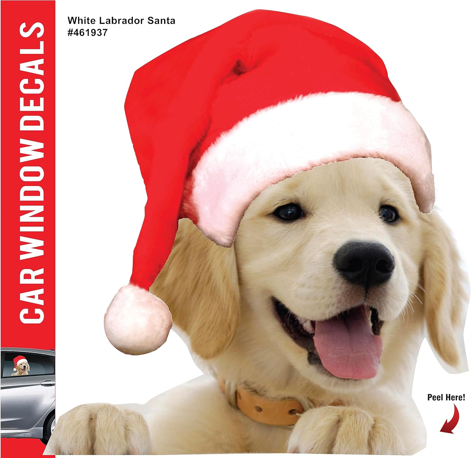 LEMONSODA Car Window Decal -  3D -  (White Labrador Santa) - Lemonsoda