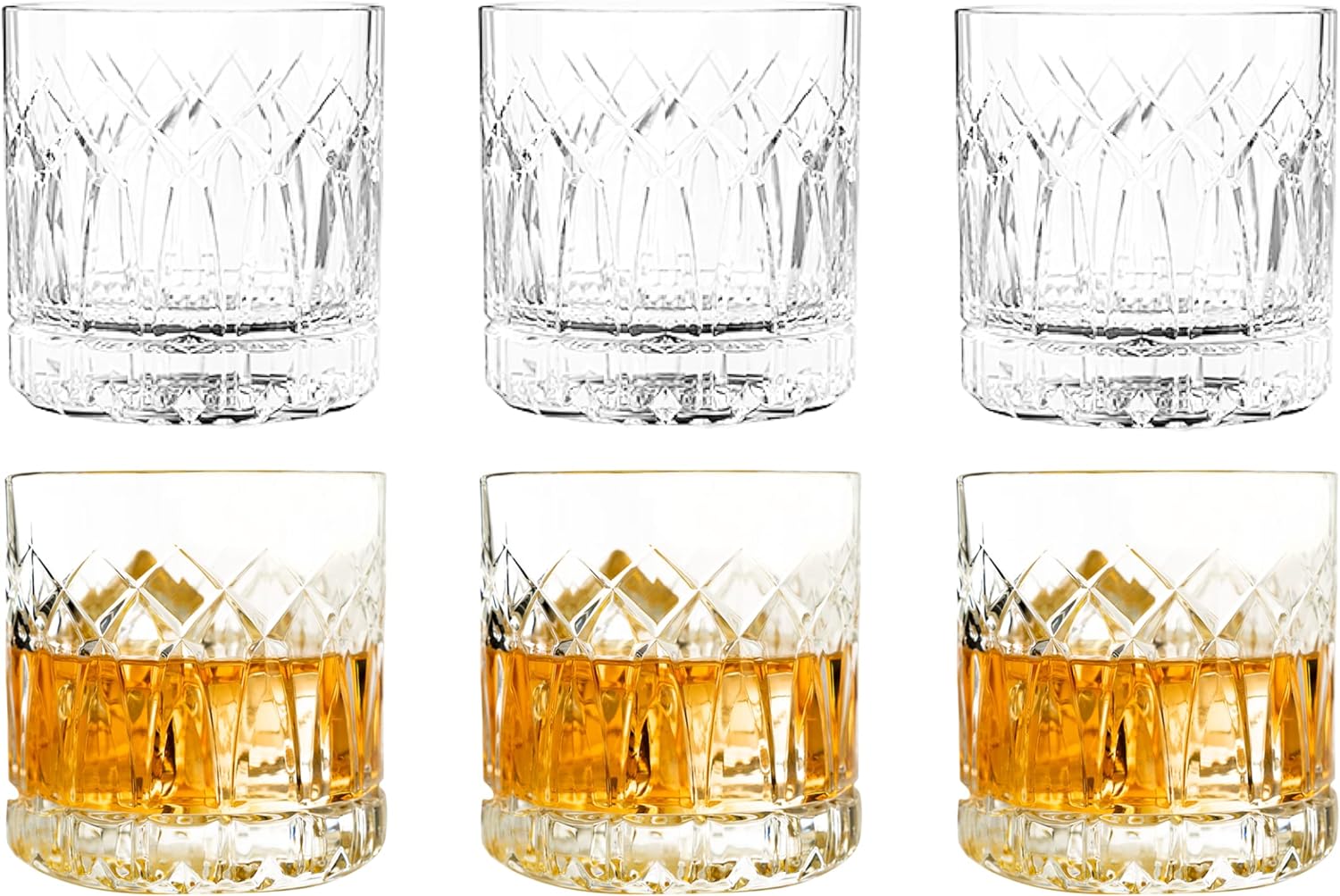 LEMONSODA Premium Double Rocks Whiskey Glasses - Set of 6 Cocktail Glasses - 12oz
