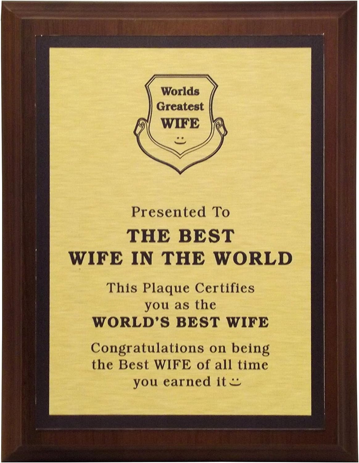 LEMONSODA World's Greatest Plaque (Best Wife in The World) - Gold - Lemonsoda