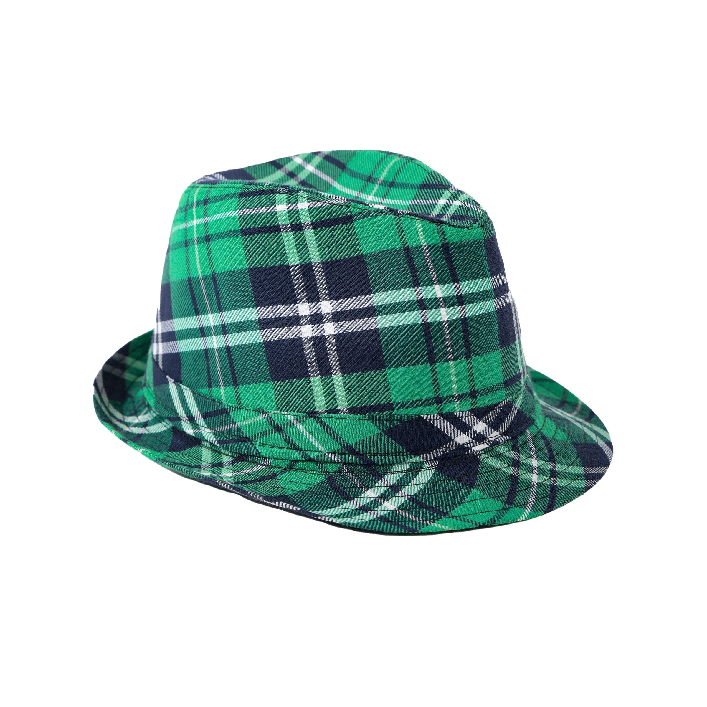 St. Patrick's Day Green Plaid Fedora Hat