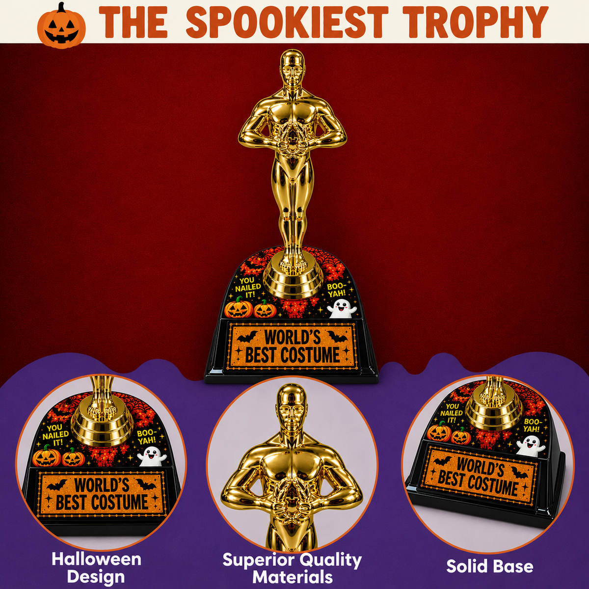 Halloween Themed Award Gold Trophies 7"