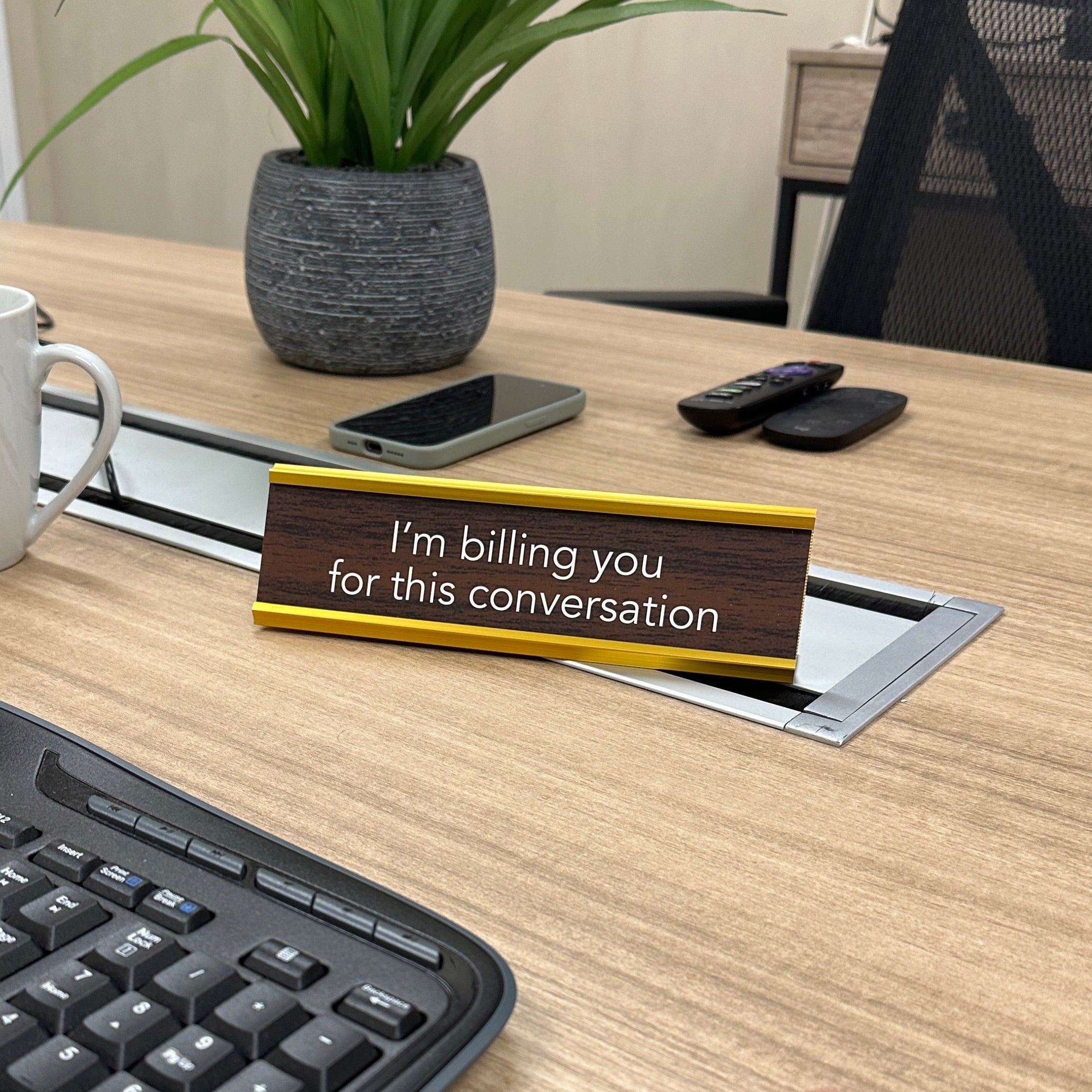 LEMONSODA Nameplate Style Desk Sign (I'M BILLING YOU) - Brown and Gold