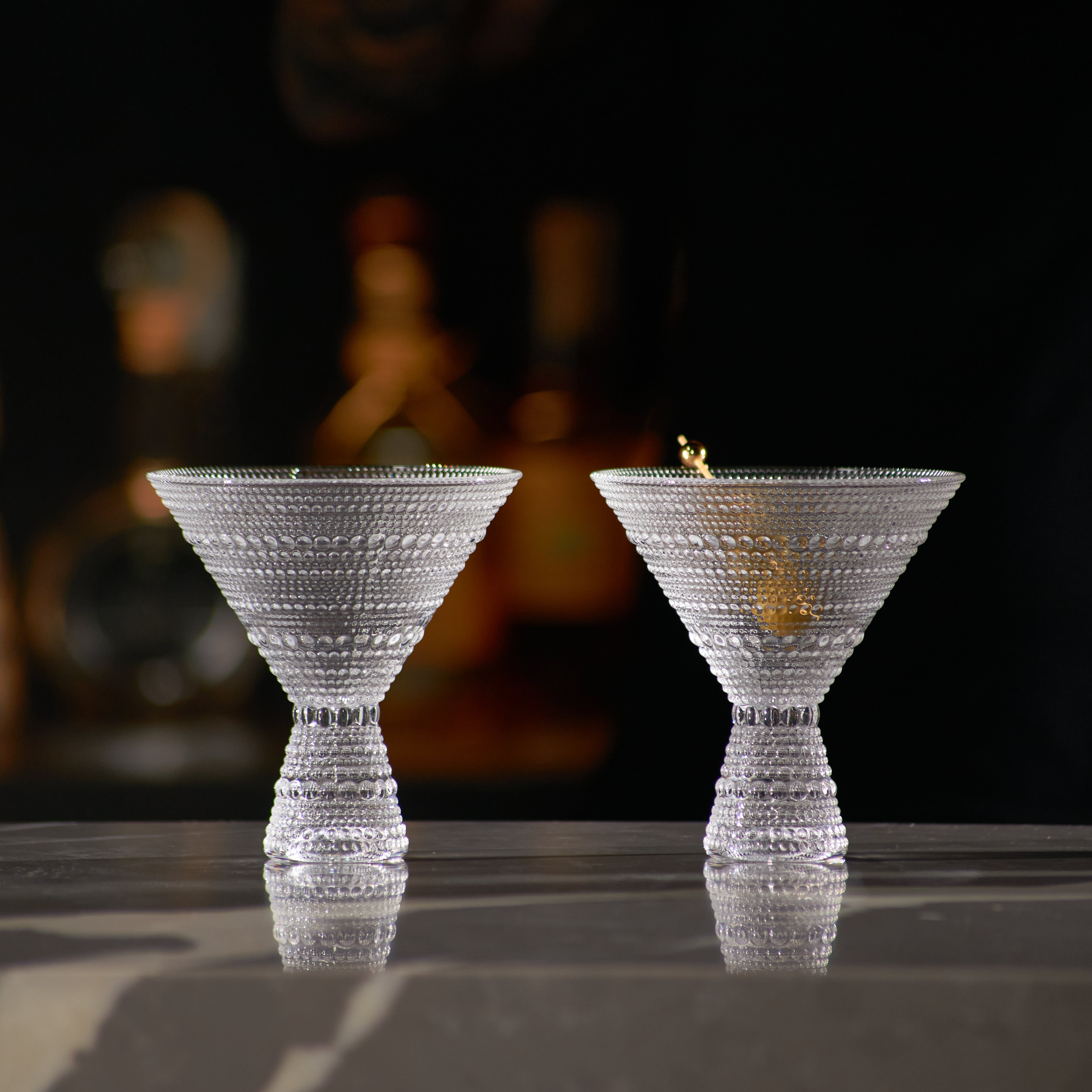 Clear Hobnail Martini Glasses - Embossed Martini Glasses - 9oz