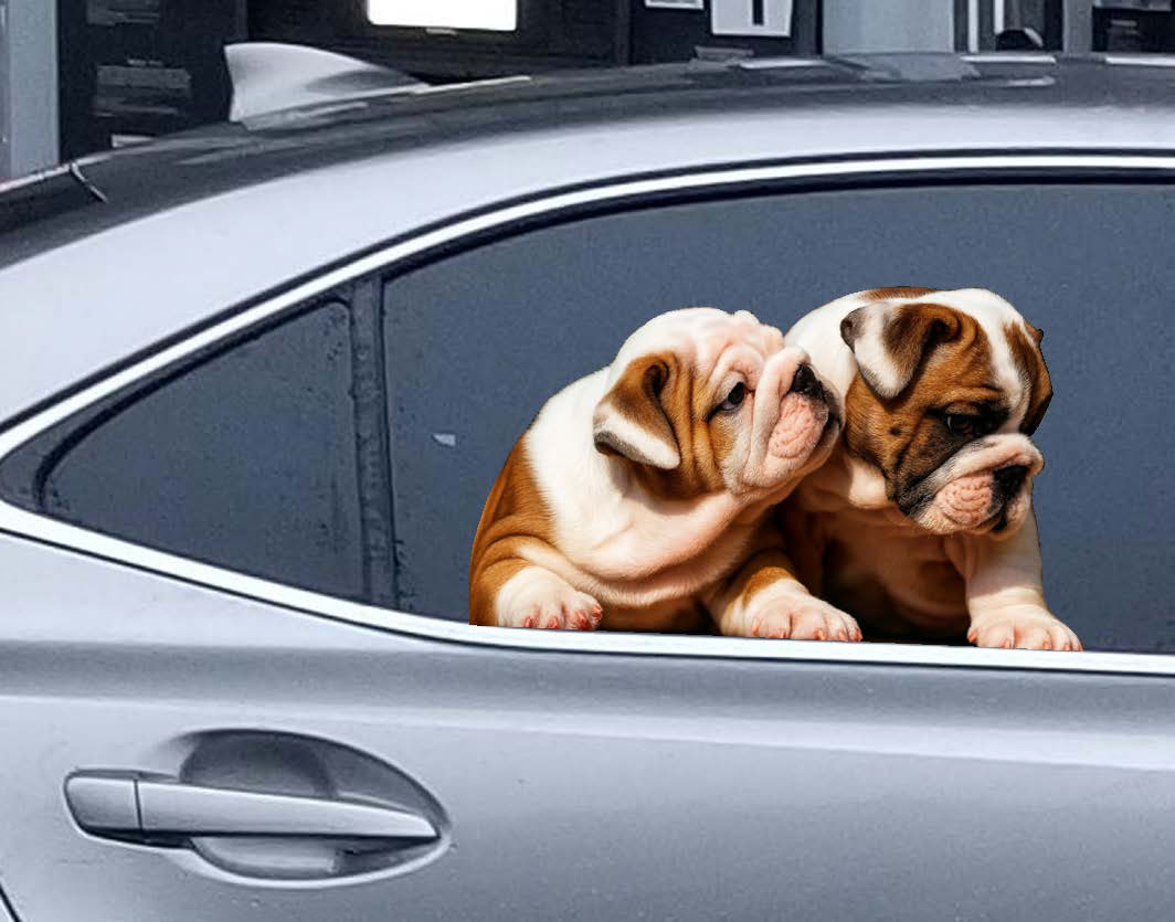 "Puppy Love" Valentine's Day Car Window Decals - 3D
