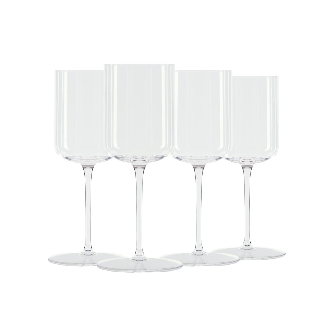 Elegant Crystal Straight Edge Design - Set of 4 Wine Glasses (15oz)