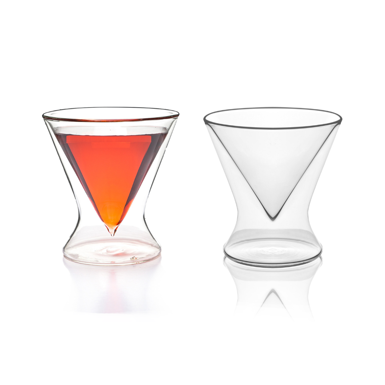 Double-Walled Stemless Martini Glasses - Set of 2/Set of 4 - 8oz