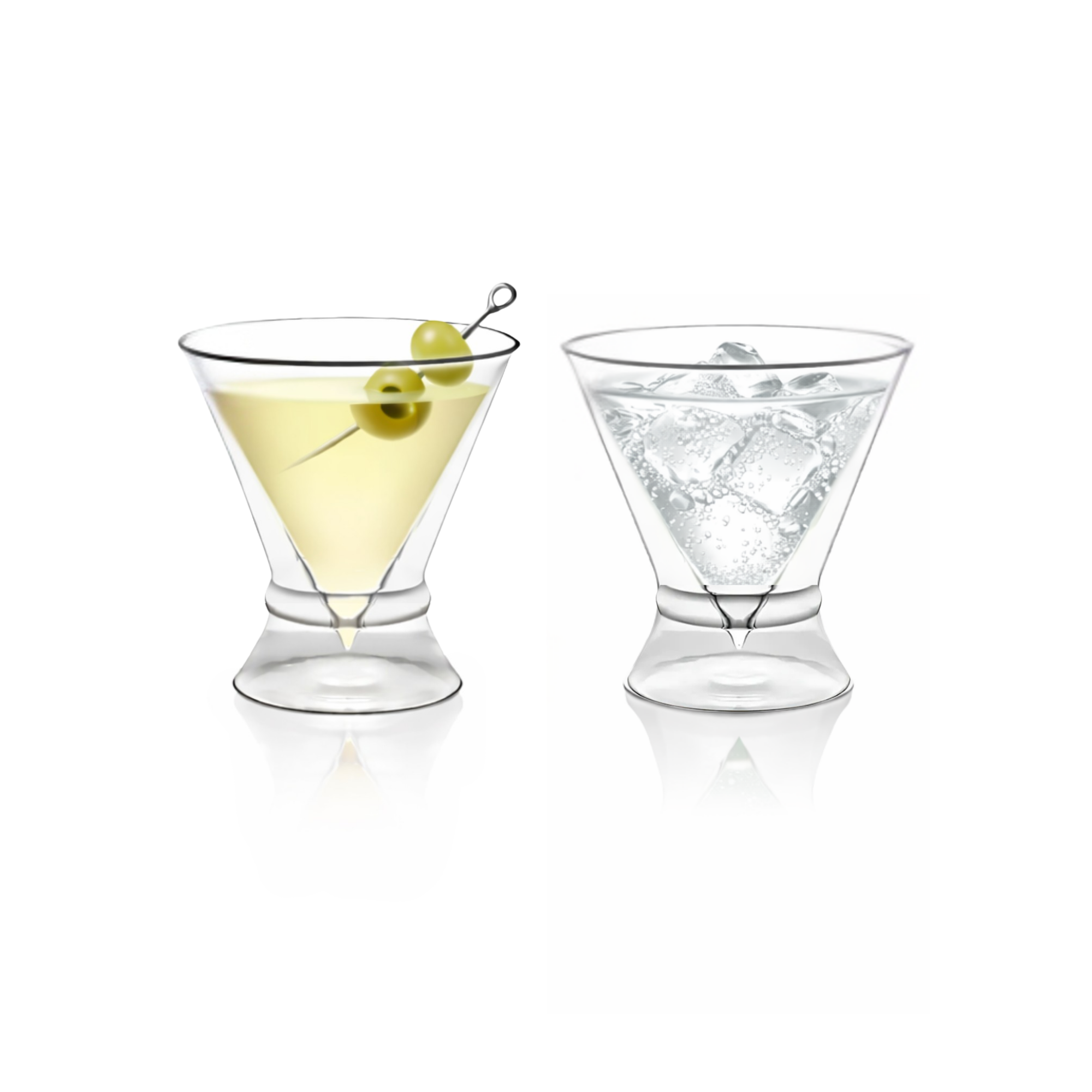 Double-Walled Stemless Martini Glasses - 8oz