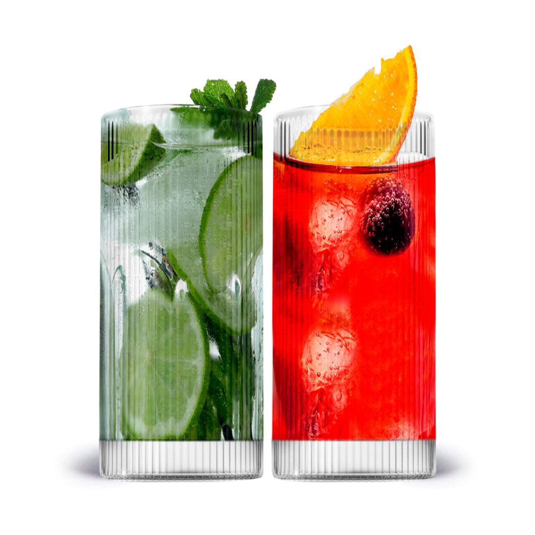 Vintage Straight Line Tumbler -  12oz (Set of 2 or 4)