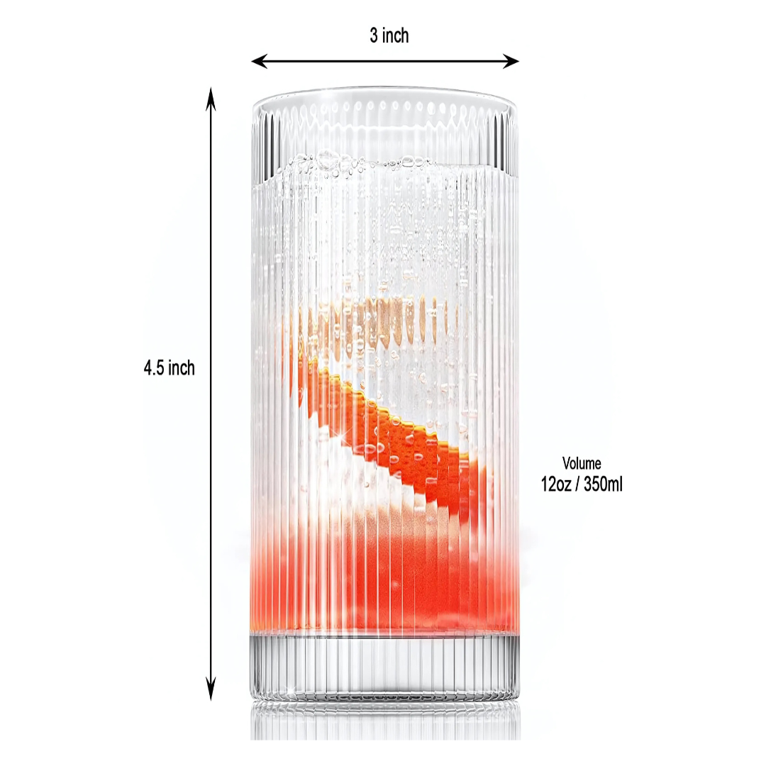 Vintage Straight Line Tumbler -  12oz (Set of 2 or 4)