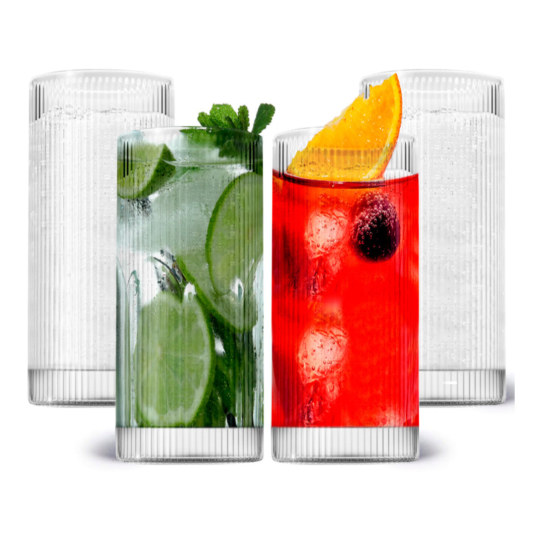Vintage Straight Line Tumbler -  12oz (Set of 2 or 4)