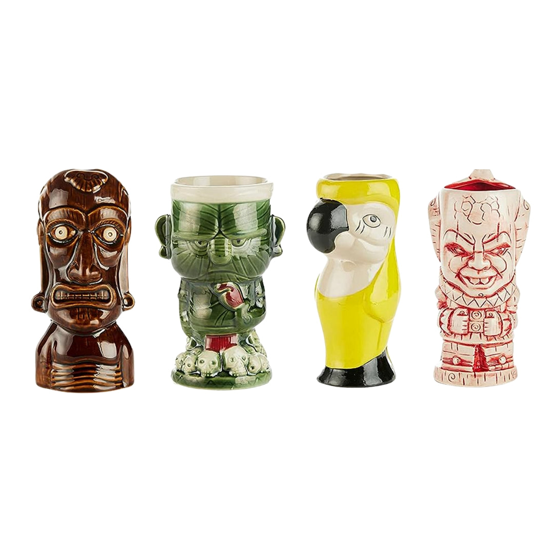 Ceramic Hawaiian Luau Tiki Mugs (Set of 4 - 14-22oz)