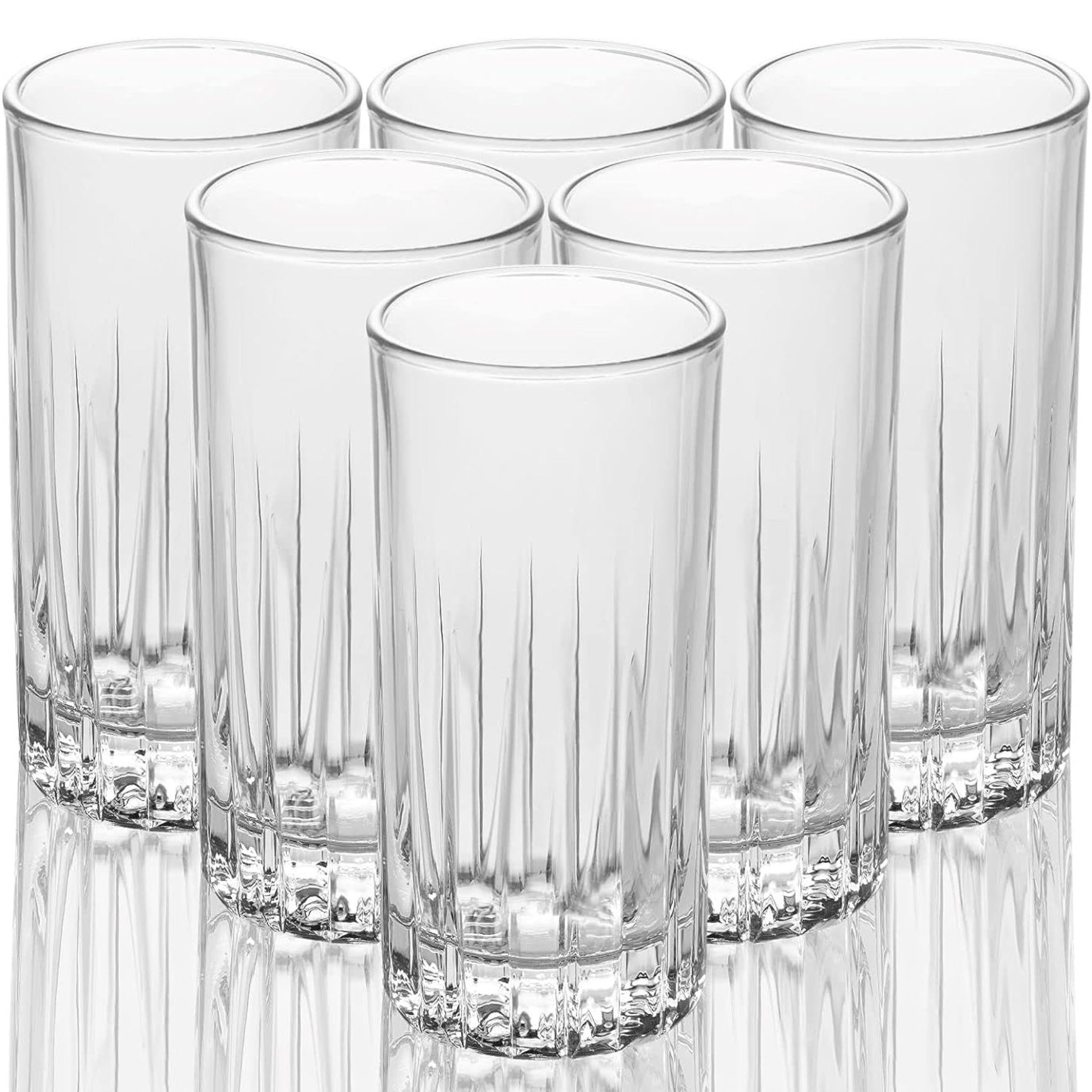 Traze Tom Collins Crystal Cut Glasses Set of 6 11.5 Oz