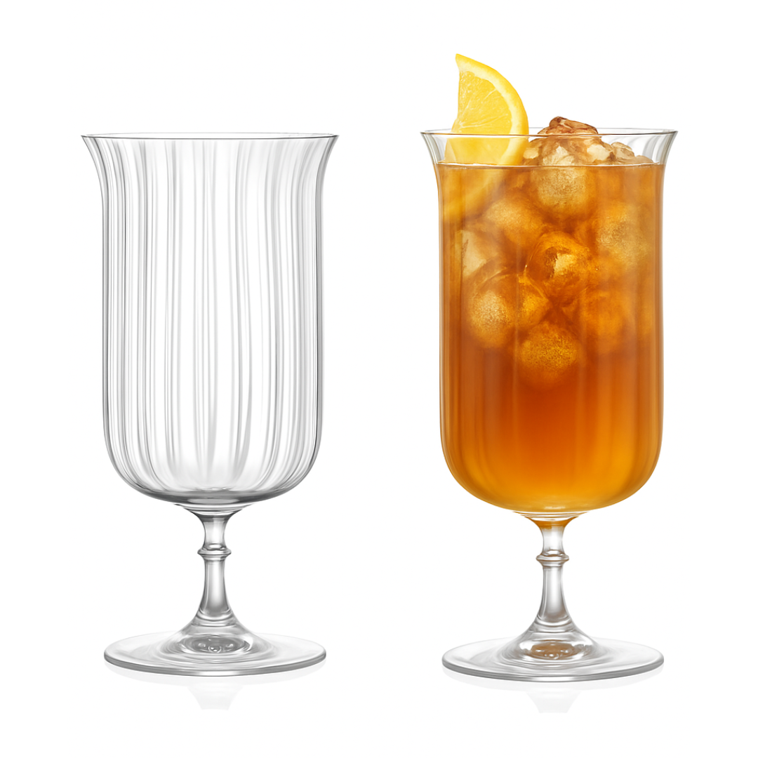Rims Orient-Coupe Gin Sour/Long Island Ribbed Cocktail Glasses - (Deco) Set of 2 (11.5oz / 340mL)