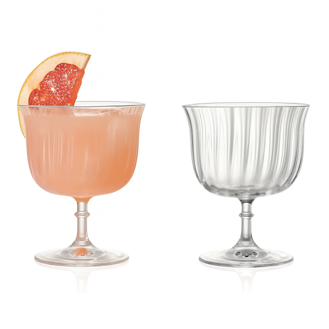 Rims Orient-Coupe Dessert/Paloma Ribbed Gold Rim Martini Glasses