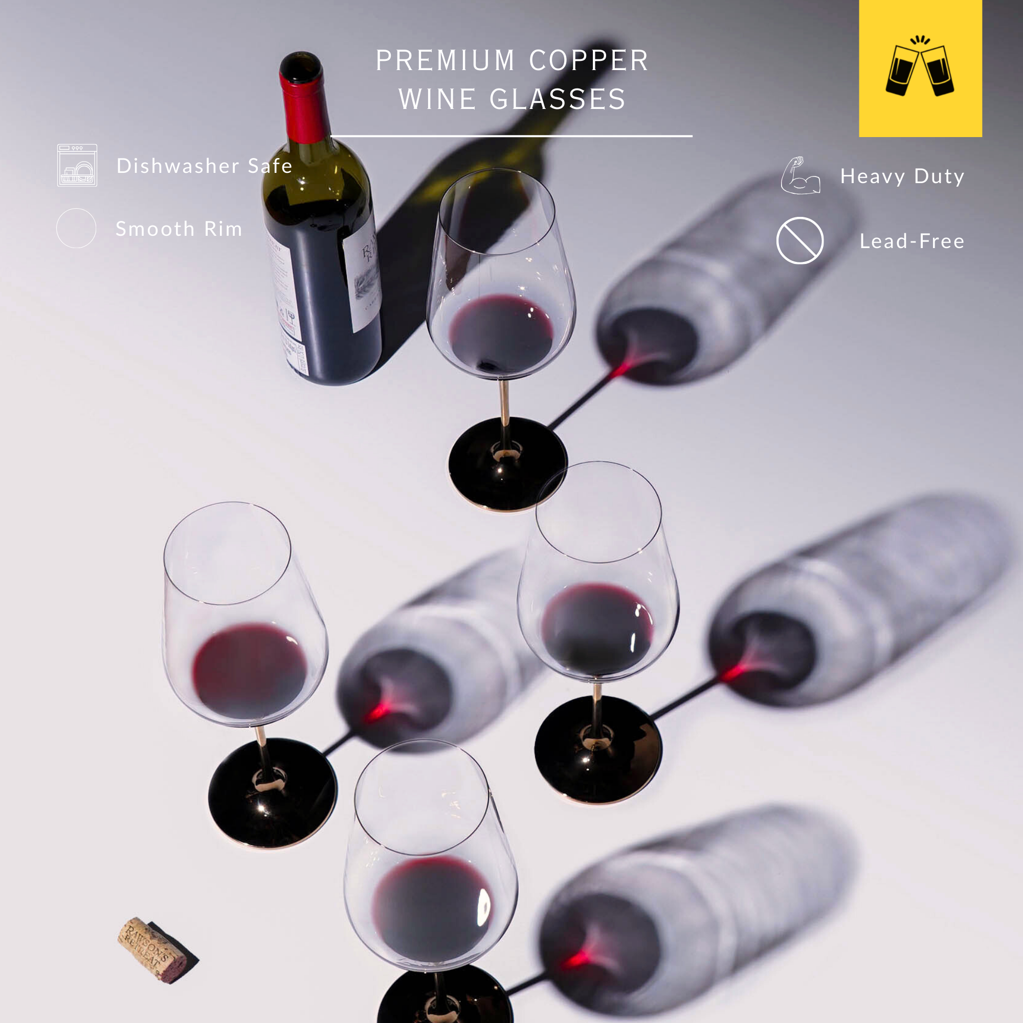 Full-Bottle Premium Artisan Copper Wine Glasses (750 mL / 25 fl. oz)