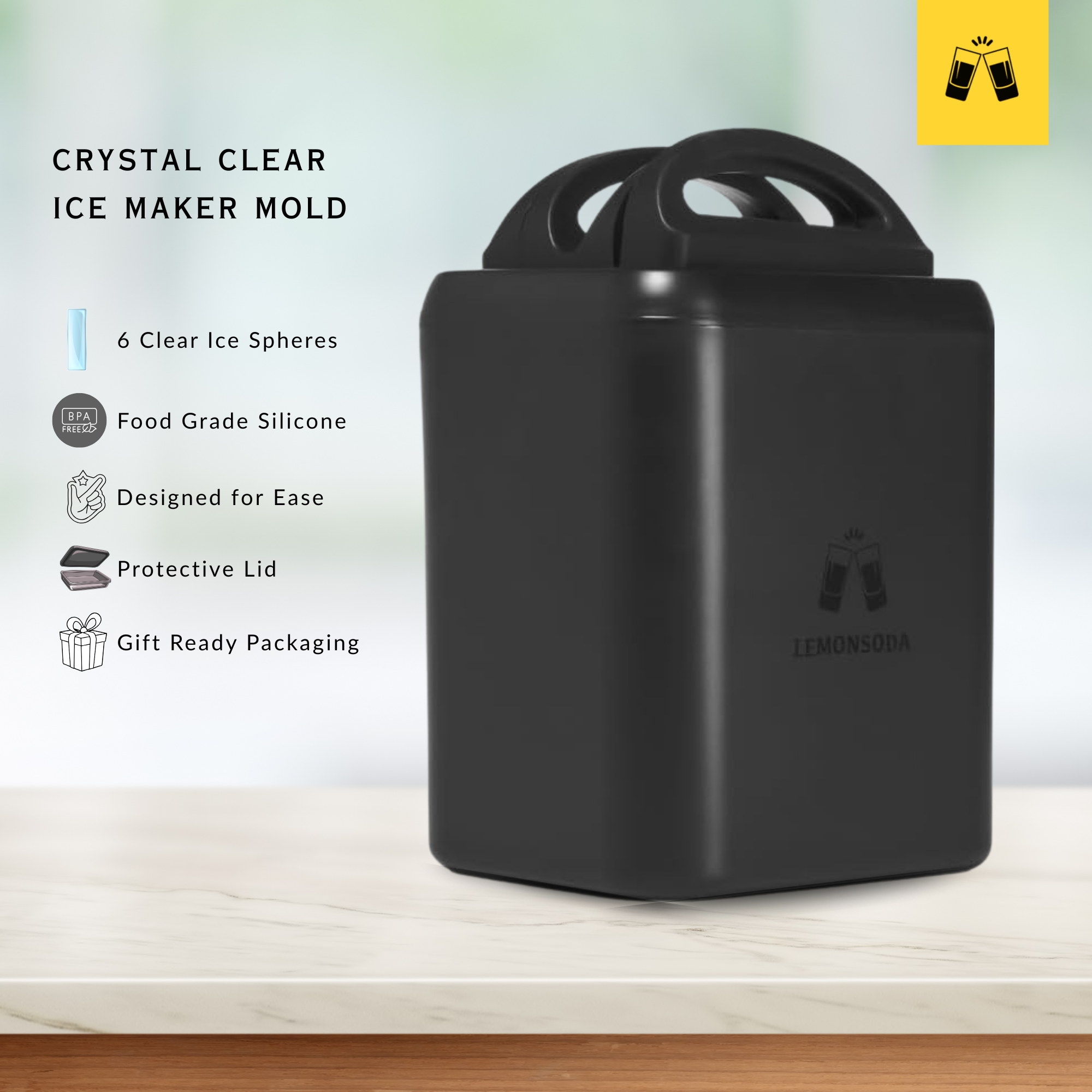 Crystal Clear Highball Ice Cube Maker Mold- 6  4.5