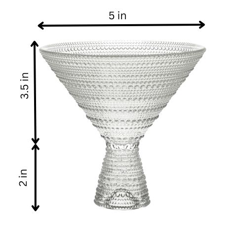 Clear Hobnail Martini Glasses - Embossed Martini Glasses - 9oz