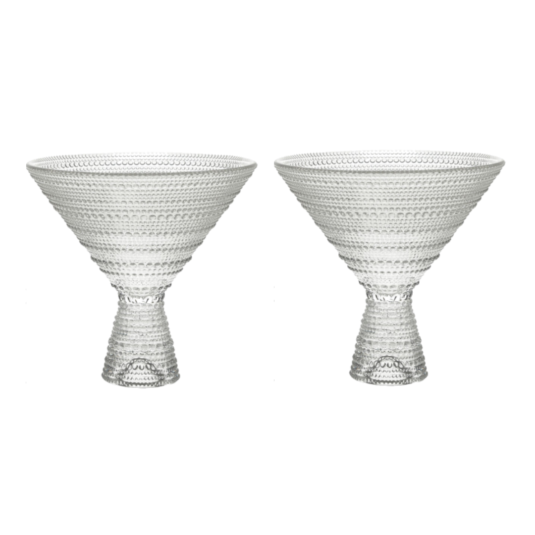 Clear Hobnail Martini Glasses - Embossed Martini Glasses - 9oz