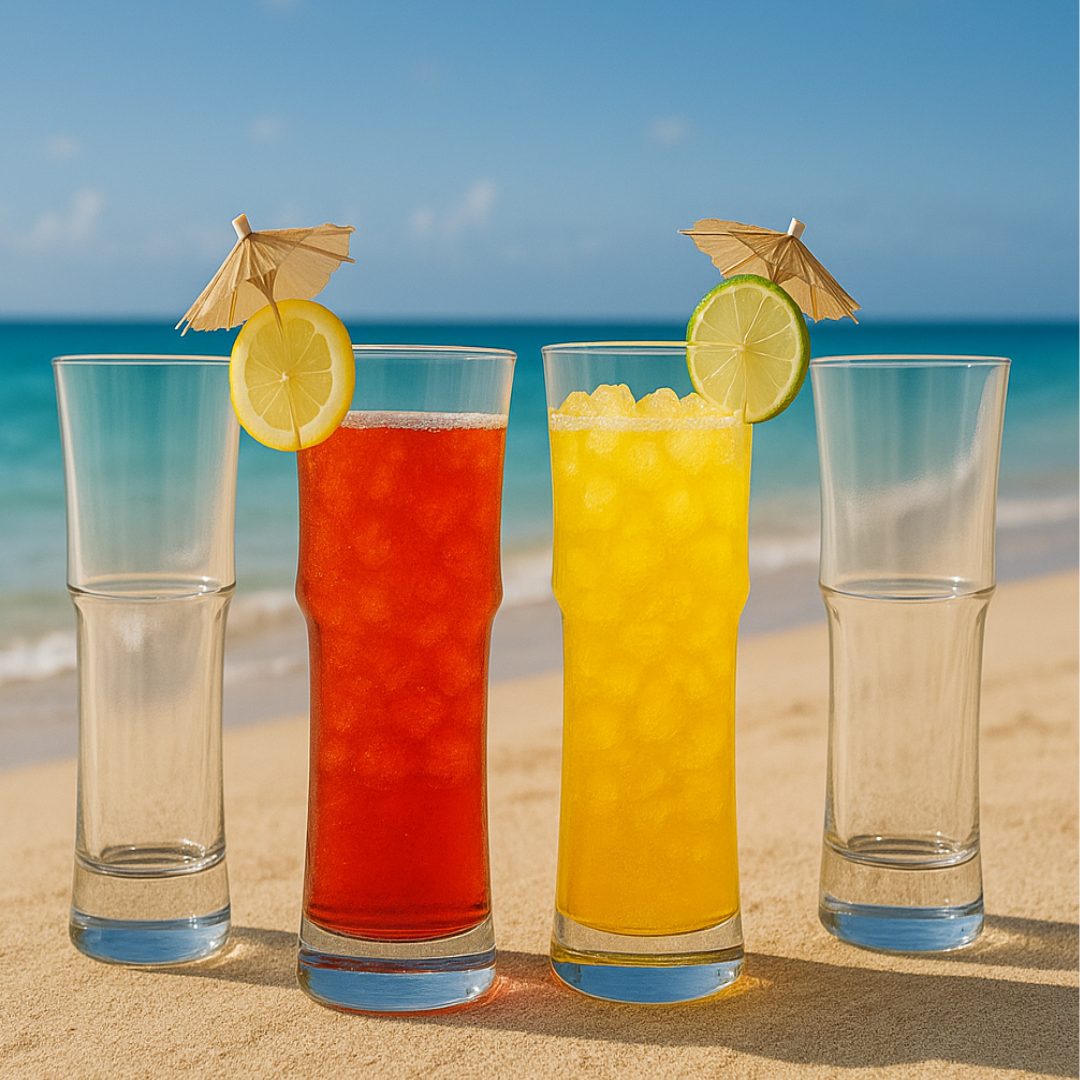 Tall Napoli Hurricane Cocktail Glasses Set of 4 - Handcrafted Cocktail Glass Set (15oz)