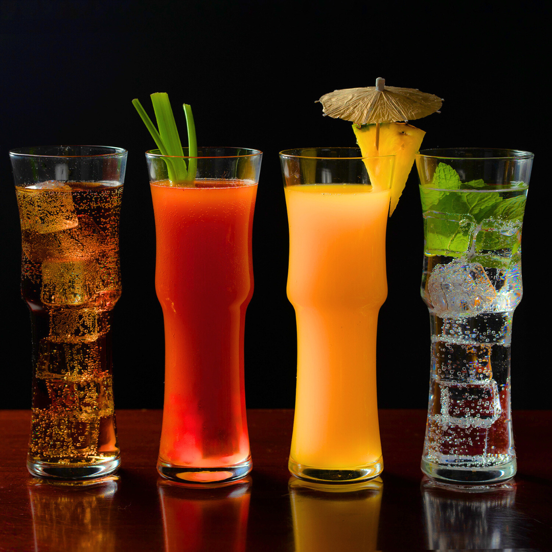 Tall Napoli Hurricane Cocktail Glasses Set of 4 - Handcrafted Cocktail Glass Set (15oz)