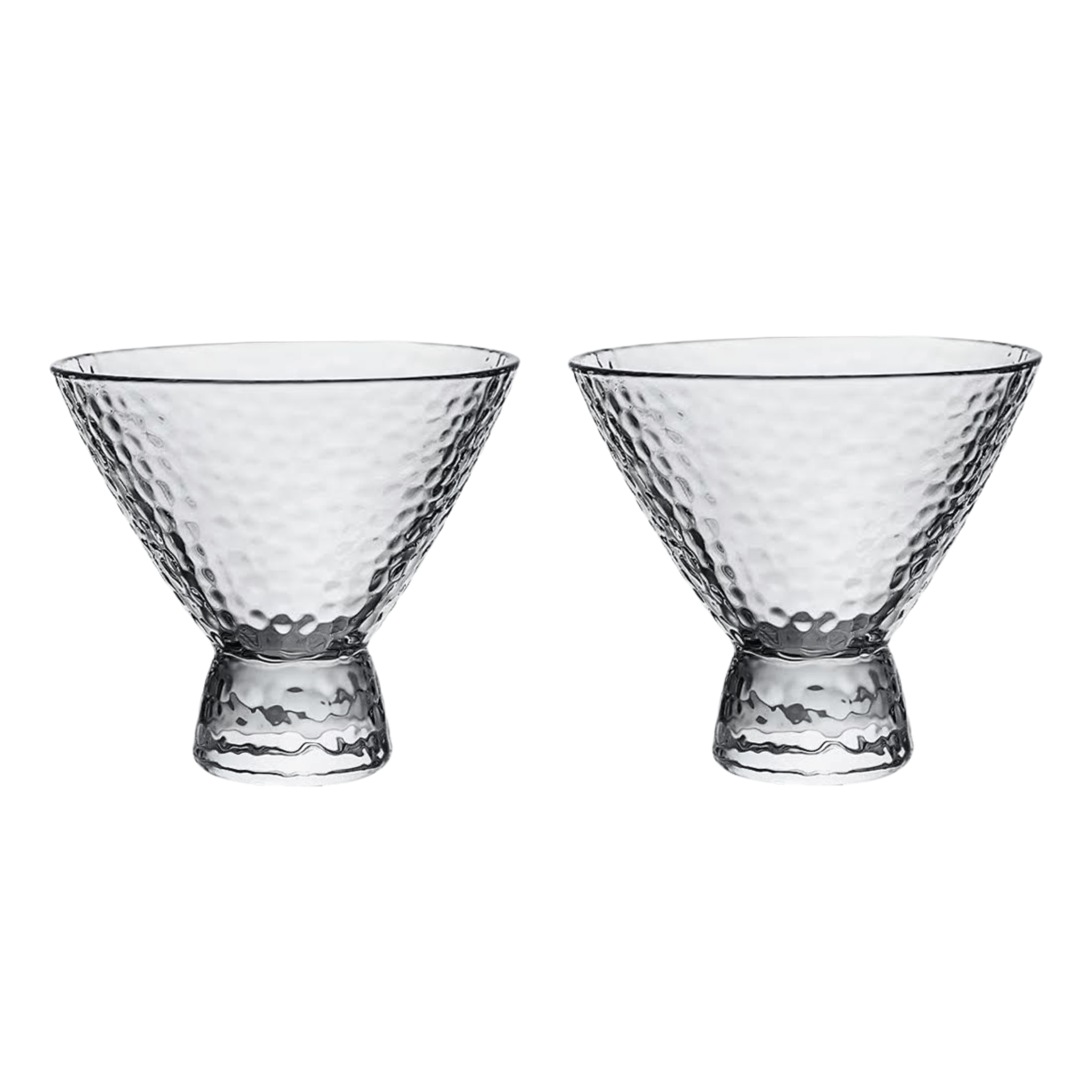 Clear Hammered Cocktail Martini Glasses - 8.5oz (Set of 2,4, or 6)