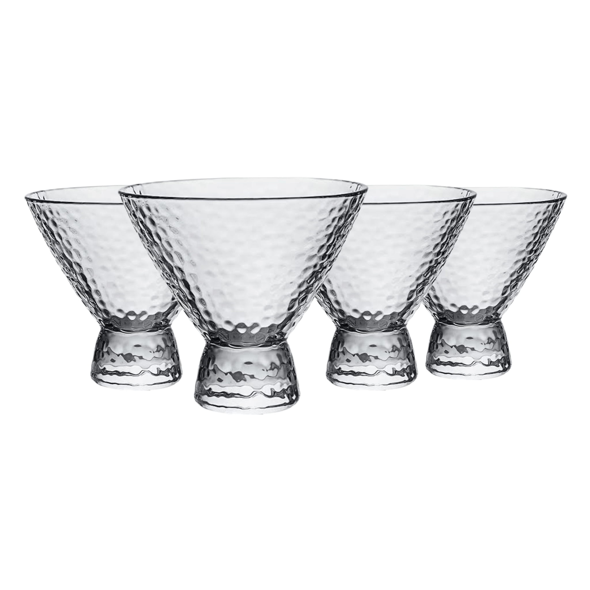 Clear Hammered Cocktail Martini Glasses - 8.5oz (Set of 2,4, or 6)