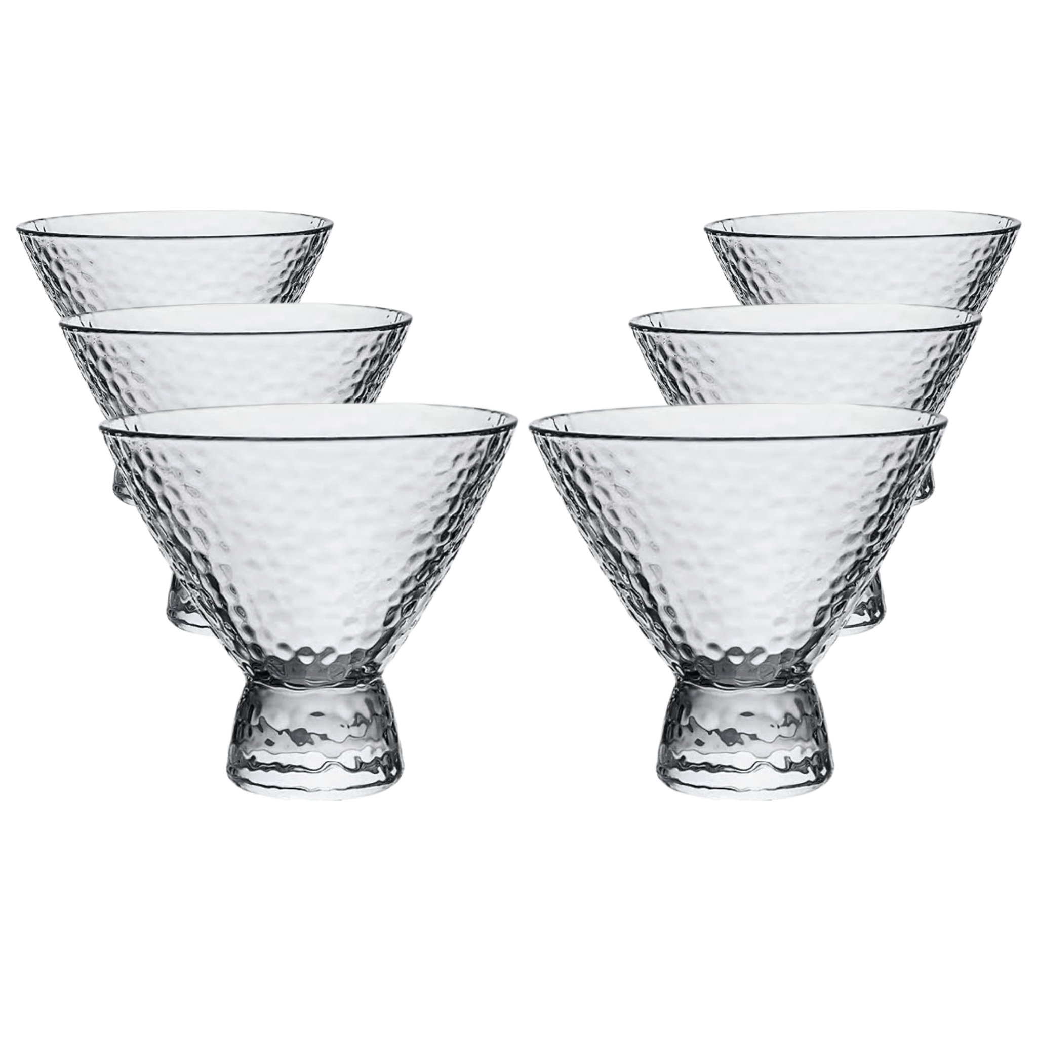 Clear Hammered Cocktail Martini Glasses - 8.5oz (Set of 2,4, or 6)