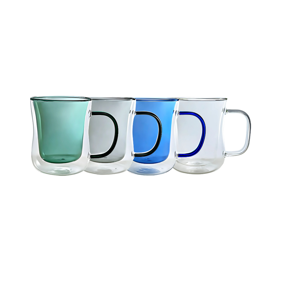 Double Walled Colored Coffee Mug Set - 10oz (Set of 2 or 4)