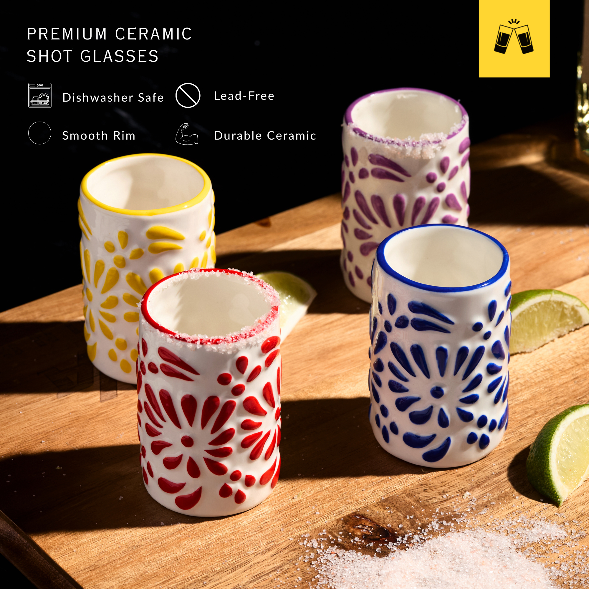 Tiki Blossom Ceramic Shot Glasses (3oz)