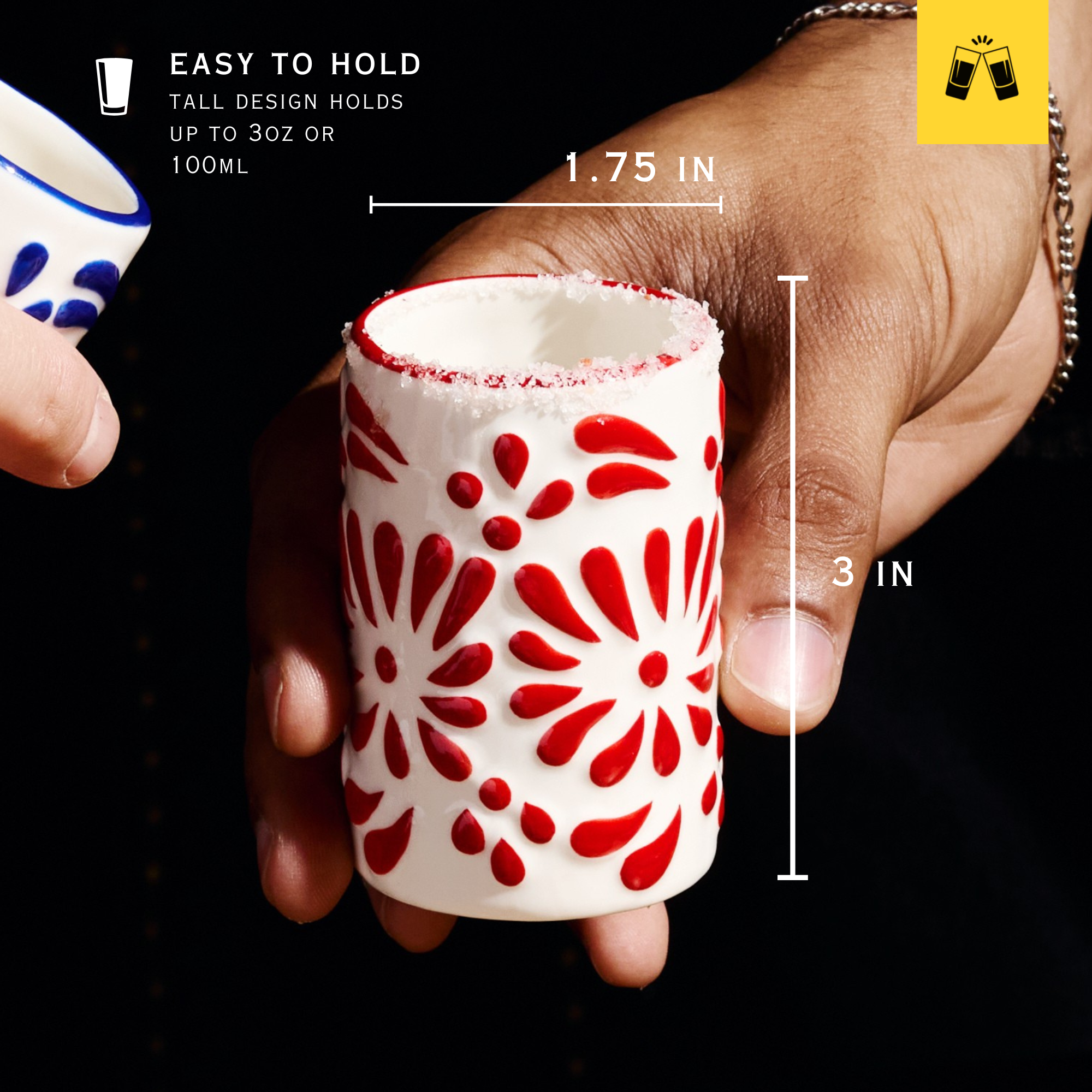 Tiki Blossom Ceramic Shot Glasses (3oz)