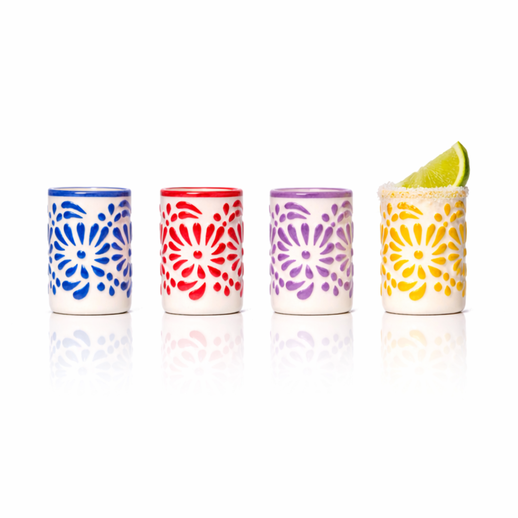 Tiki Blossom Ceramic Shot Glasses (3oz)