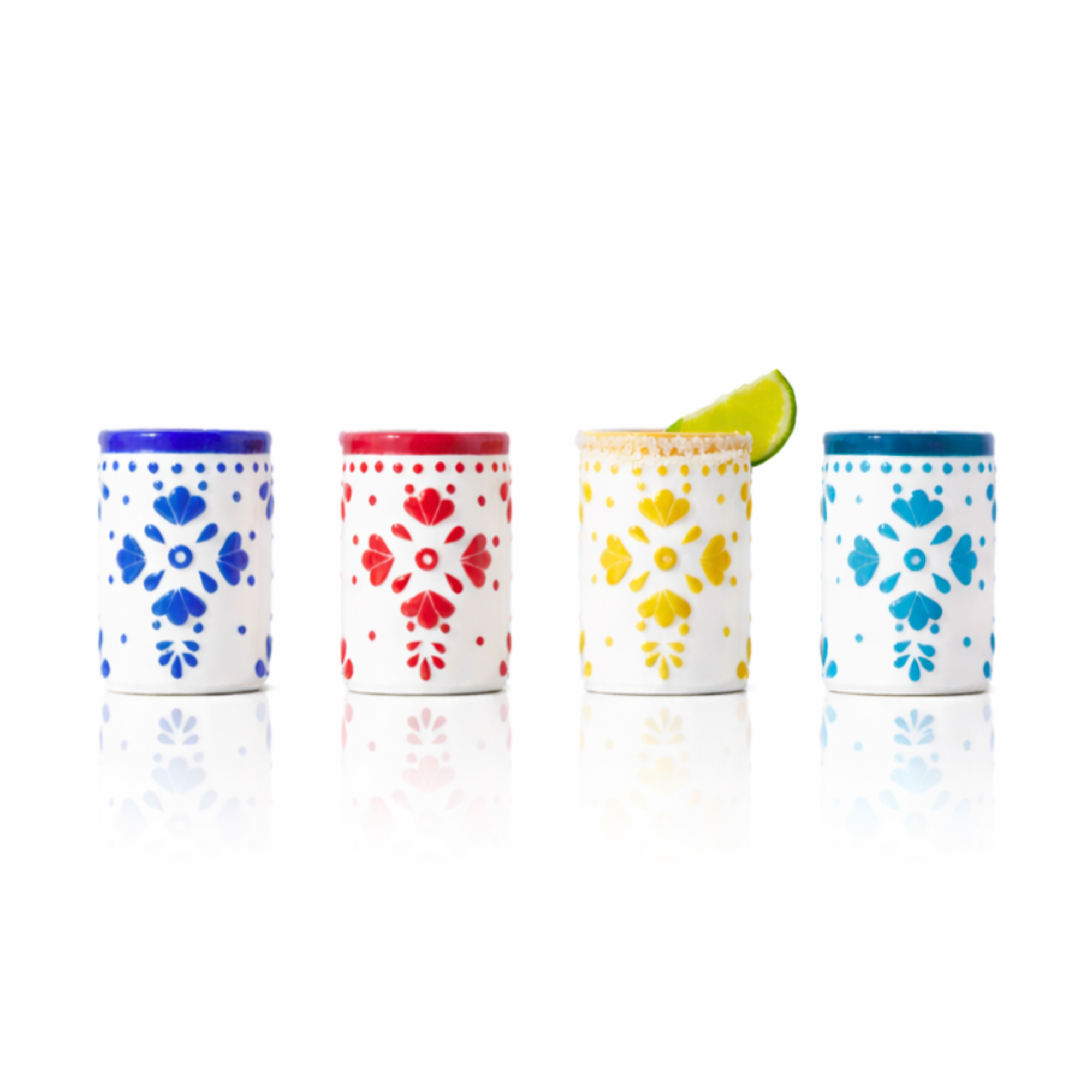 Talavera Floral Ceramic Shot Glasses (3oz)