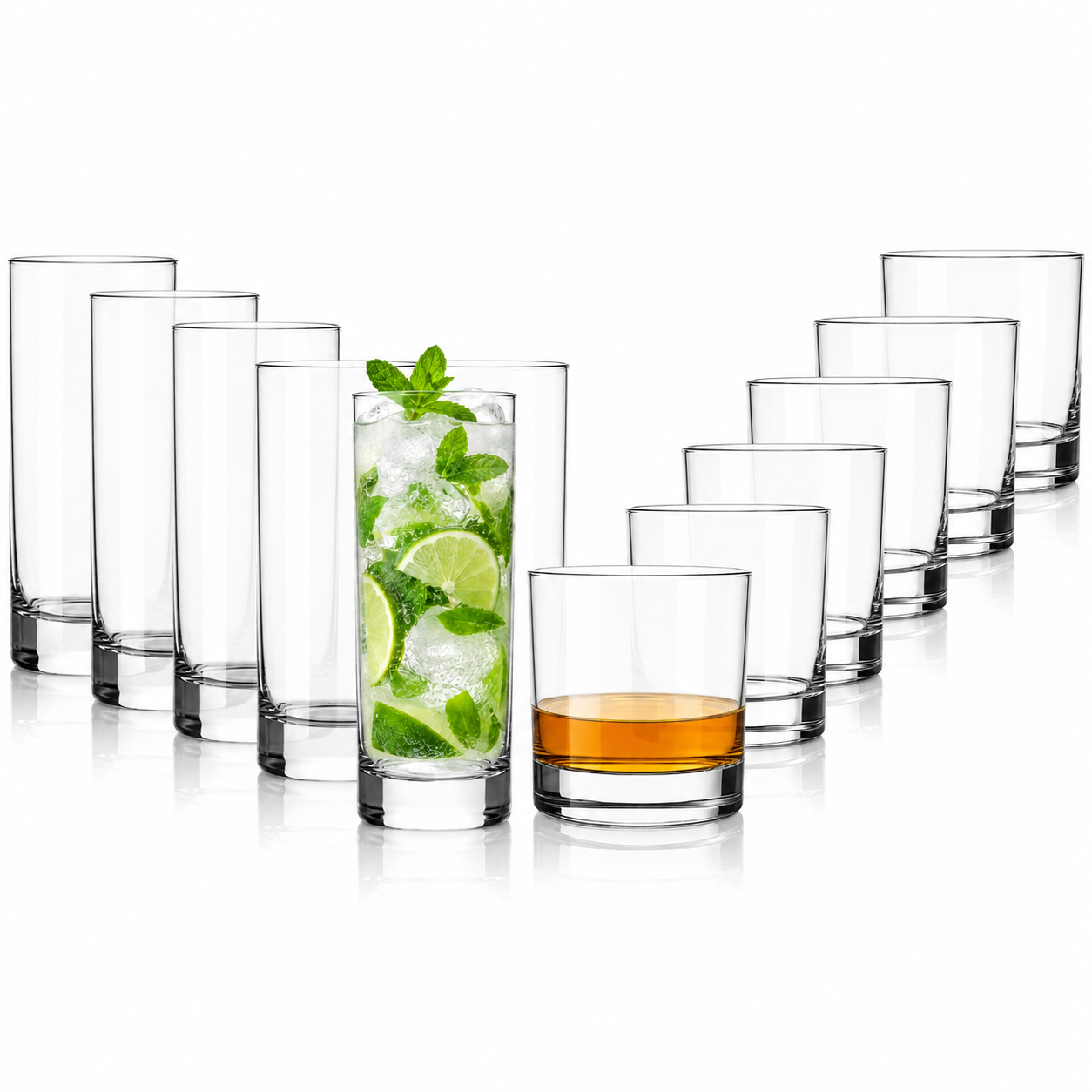 Collins & Lowball Rocks Full Set of 12 - 10oz/12oz