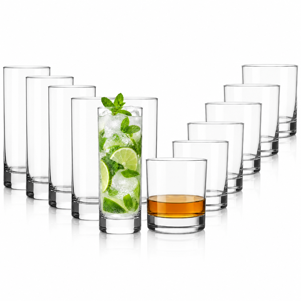 Collins & Lowball Rocks Full Set of 12 - 10oz/12oz