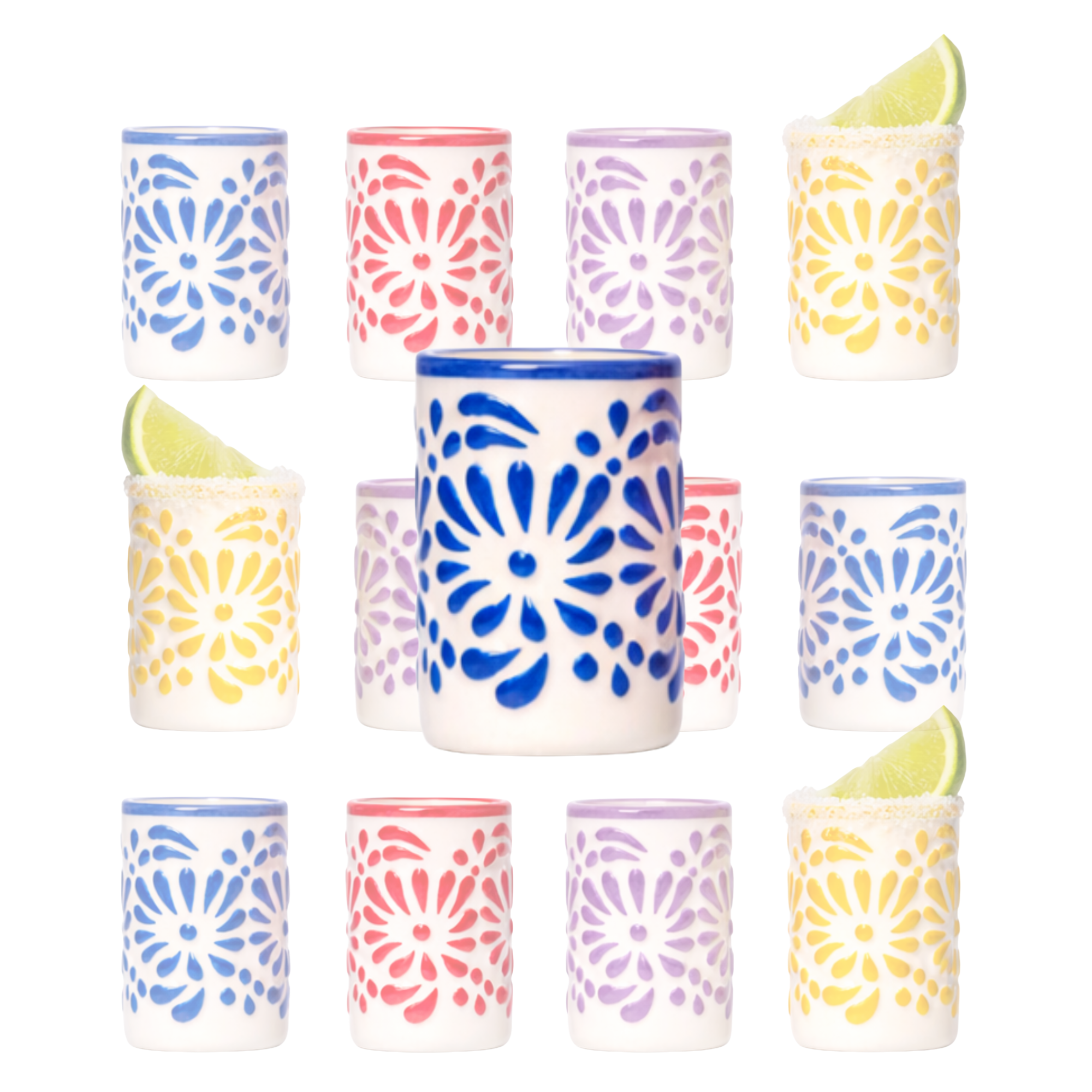 Tiki Blossom Ceramic Shot Glasses (3oz)