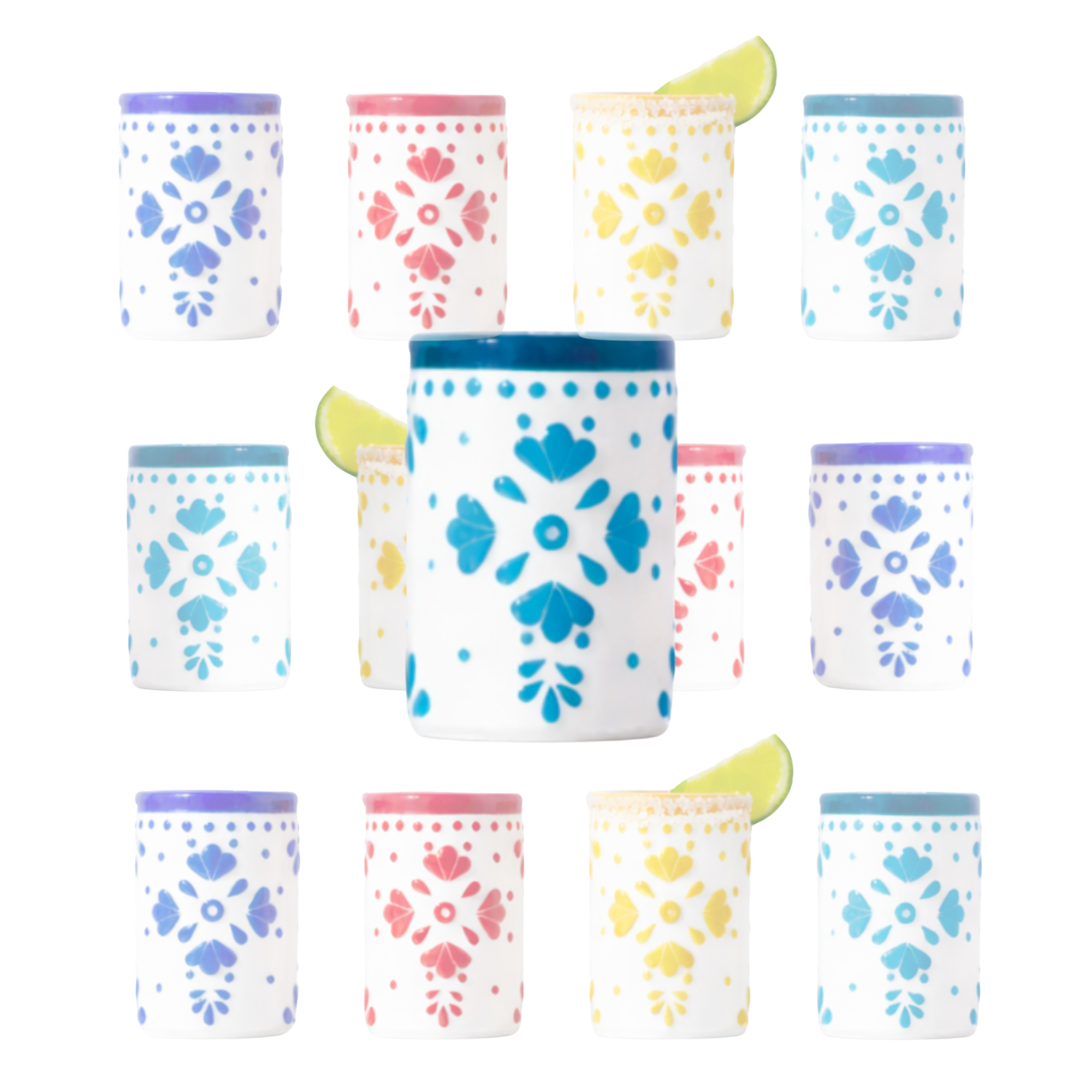 Talavera Floral Ceramic Shot Glasses (3oz)
