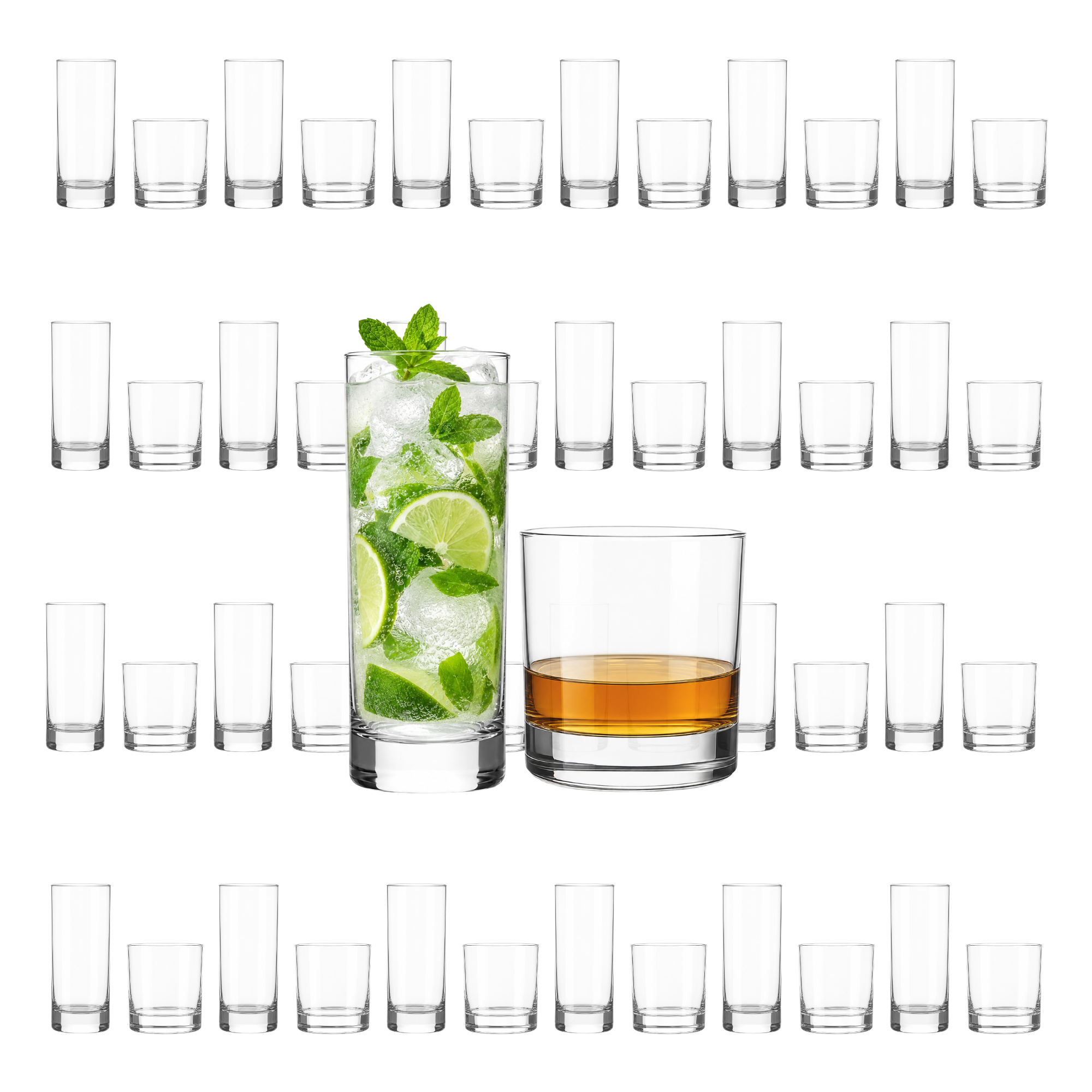 Collins & Lowball Rocks Full Set of 12 - 10oz/12oz