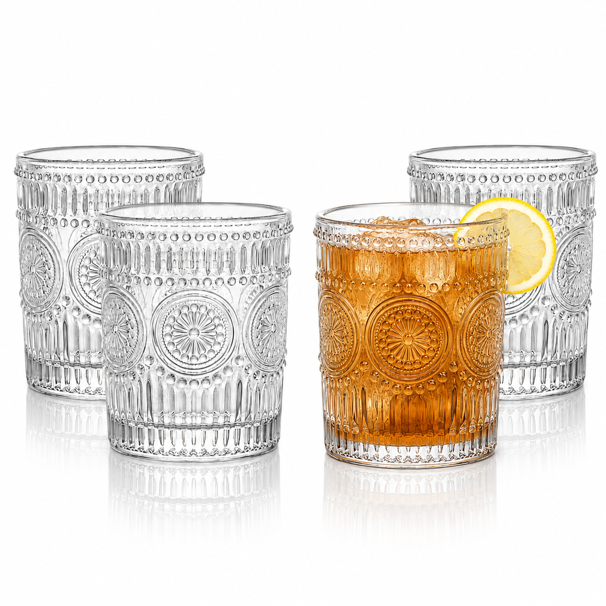 Floral Embossed Tumblers 10oz - Set of 4