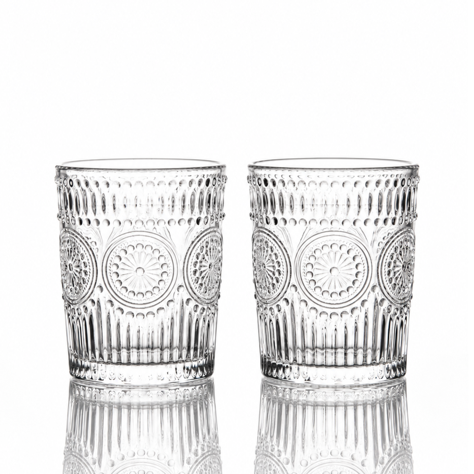 Floral Embossed Tumblers 10oz - Set of 4