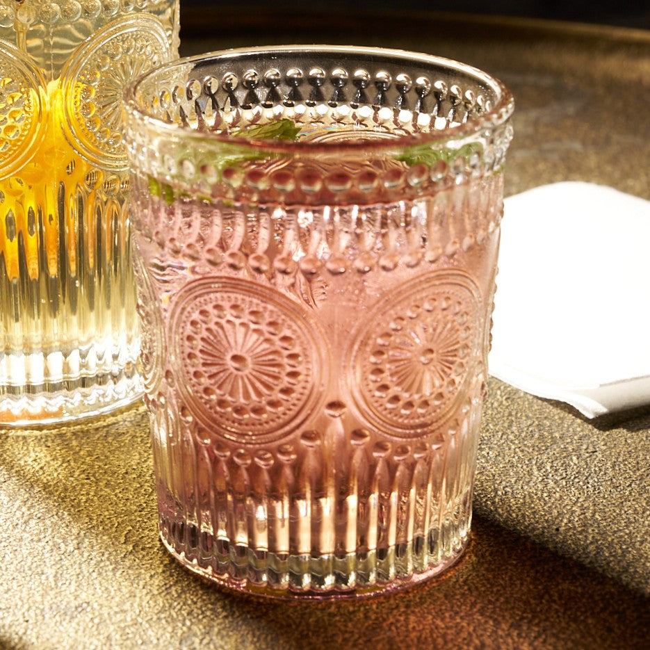 Floral Embossed Tumblers 10oz - Set of 4