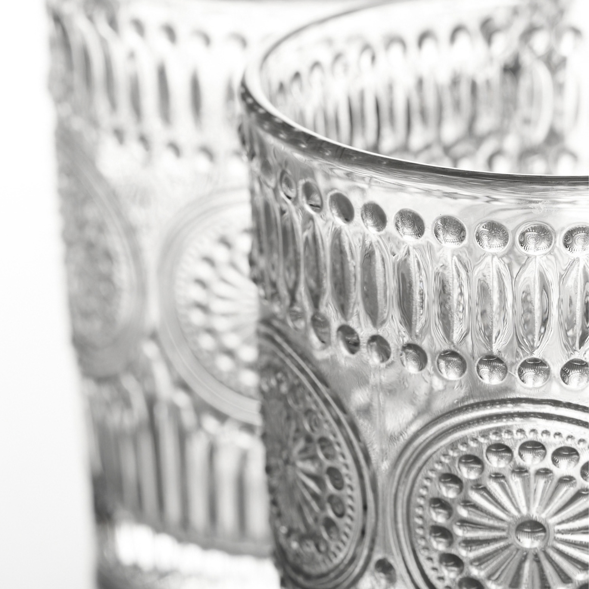 Floral Embossed Hobnail Full Set 10oz/12.5oz - Set of 8