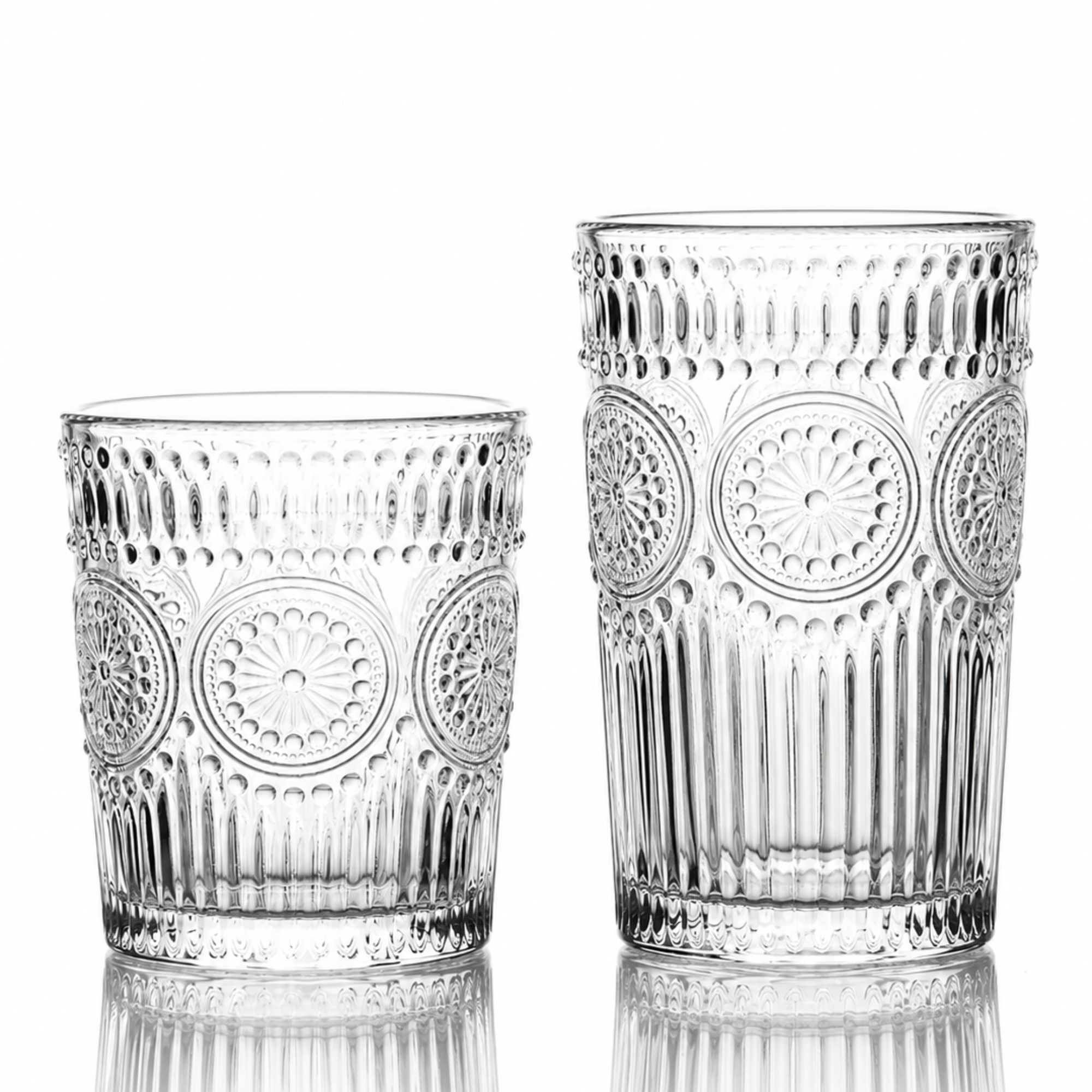 Floral Embossed Hobnail Full Set 10oz/12.5oz - Set of 8